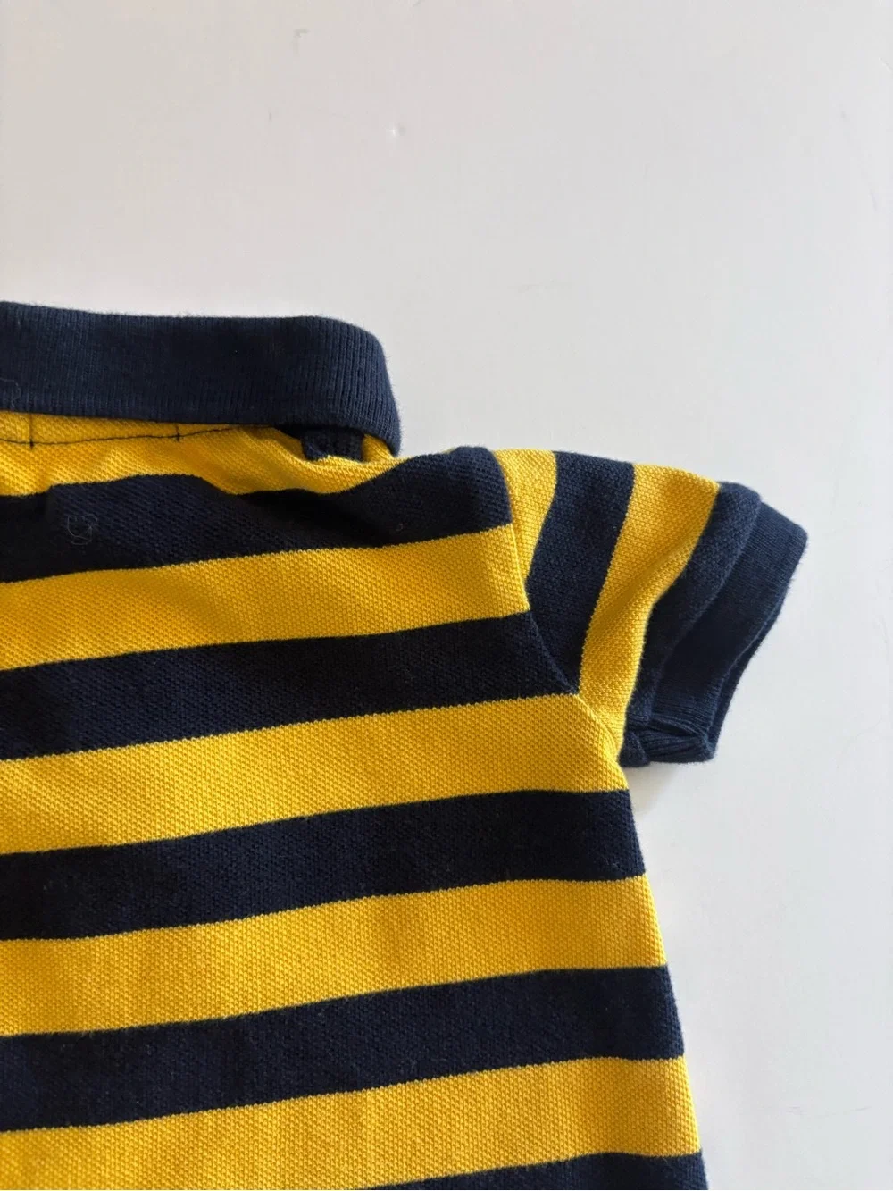 RALPH LAUREN Polo Shirt Striped Yellow Navy Blue Infant Baby Boy Size 6 Months
